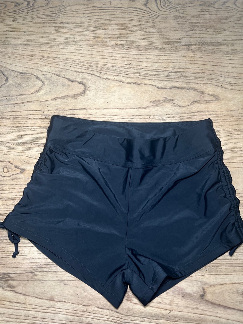 Women's Black Athletic Side-Ruched Workout Shorts